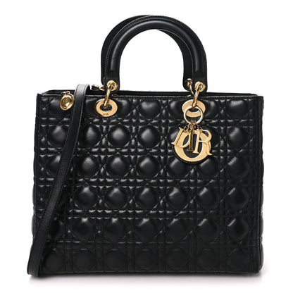 Large Lambskin Handbag - Black