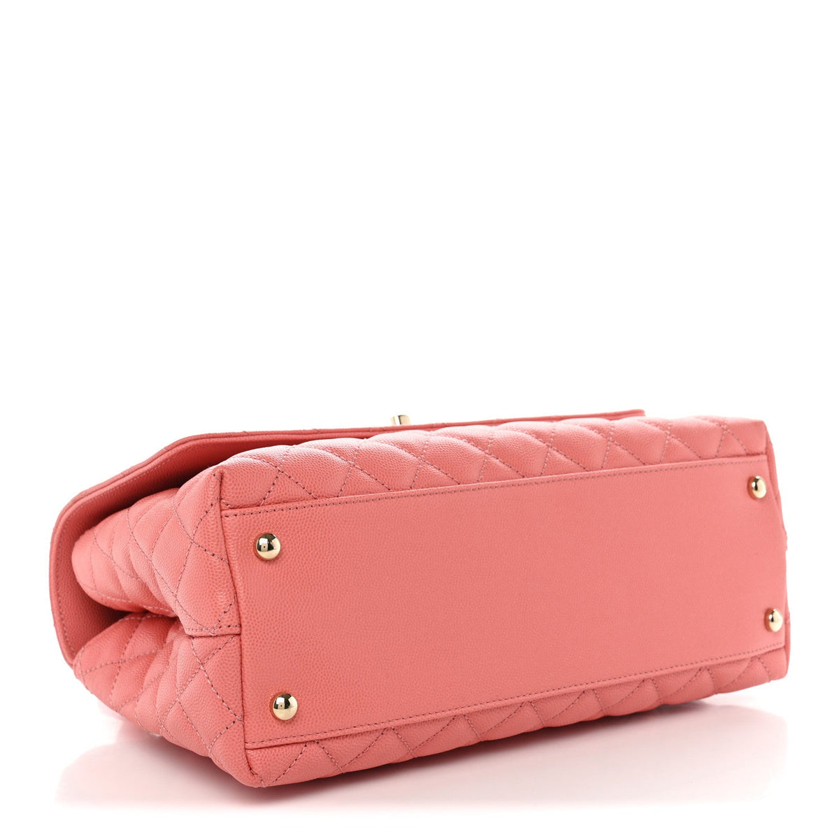 Small Quilted Caviar Flap Shoulder Bag - Pink