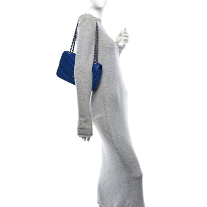 Quilted Caviar Flap Shoulder Bag - Blue
