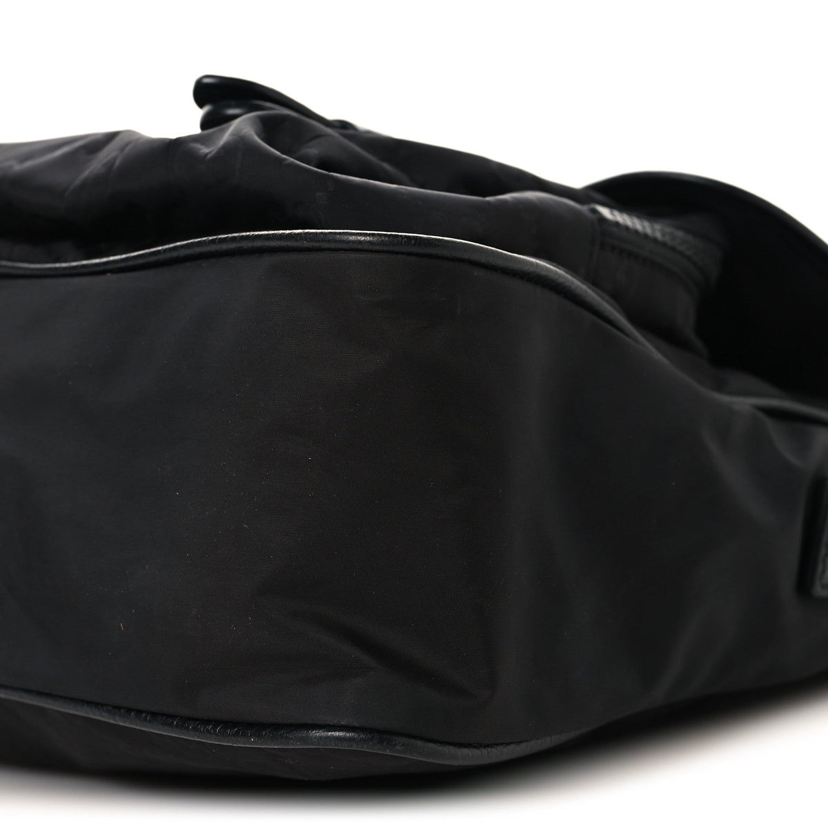 Nylon Flap Shoulder Bag - Black