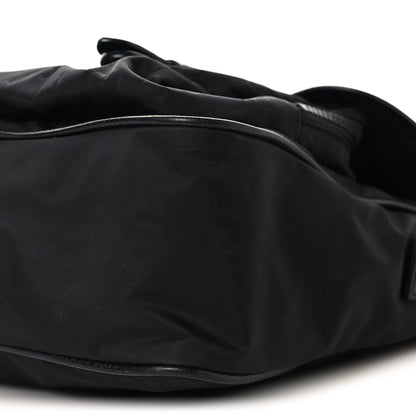 Nylon Flap Shoulder Bag - Black