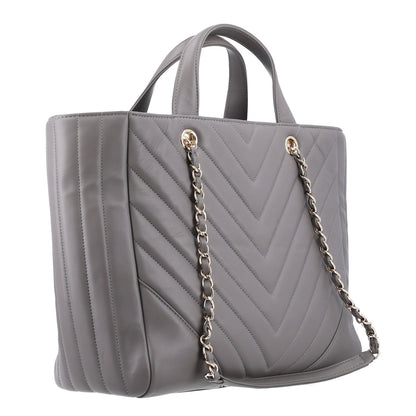 Large Quilted Calfskin Tote Bag - Grey