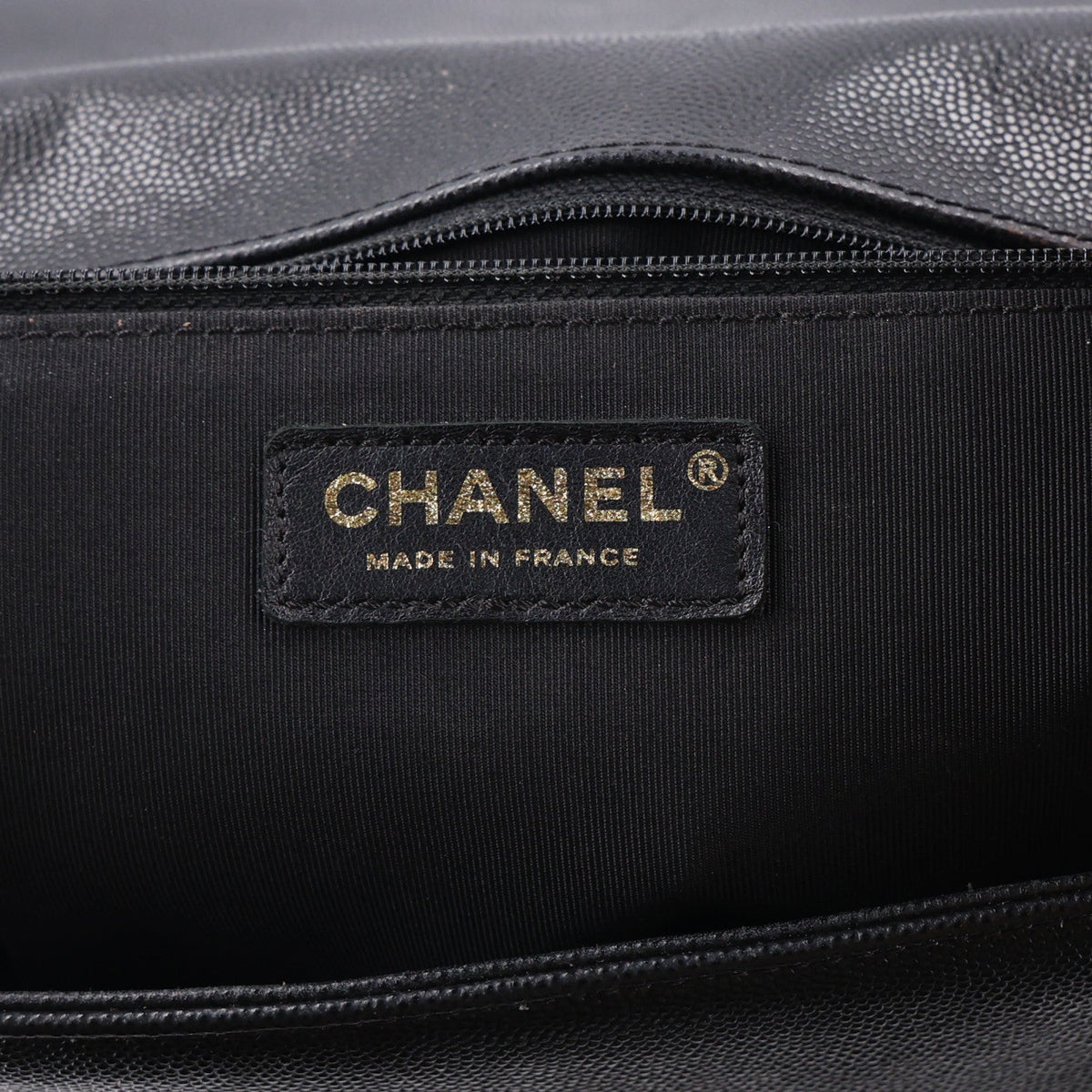 Large Quilted Caviar Flap Shoulder Bag - Black