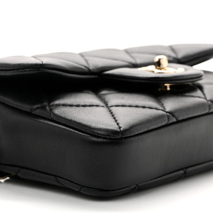 Mini Quilted Lambskin Belt Bag - Black