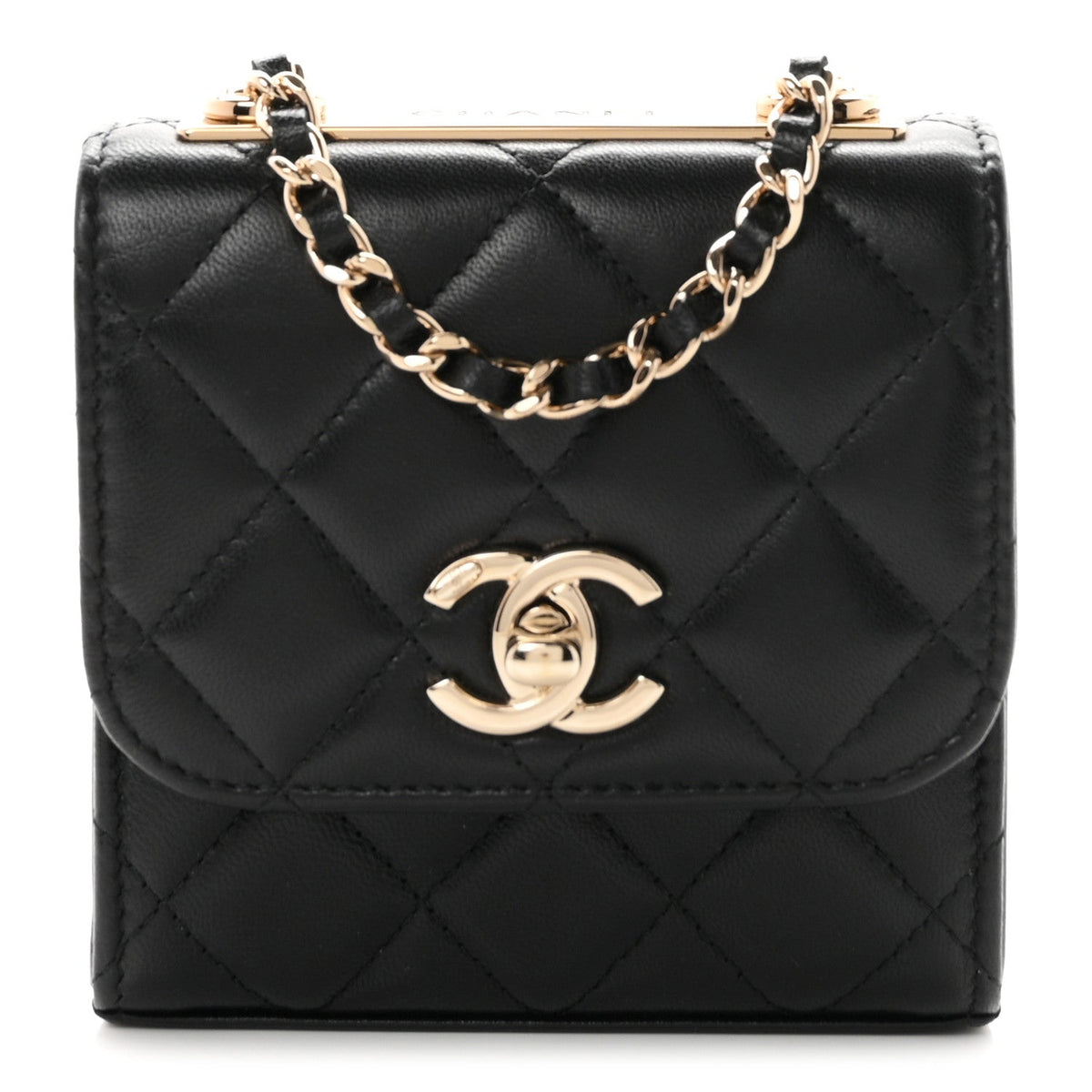 Mini Quilted Lambskin Wallet Bag - Black