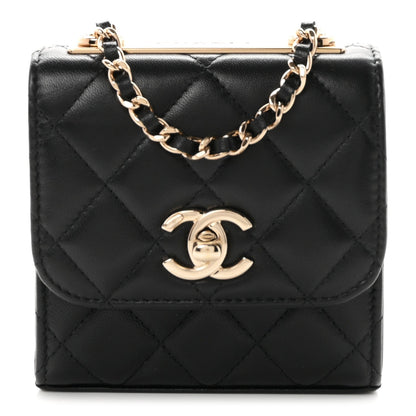 Mini Quilted Lambskin Wallet Bag - Black