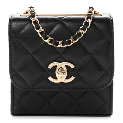 Mini Quilted Lambskin Wallet Bag - Black