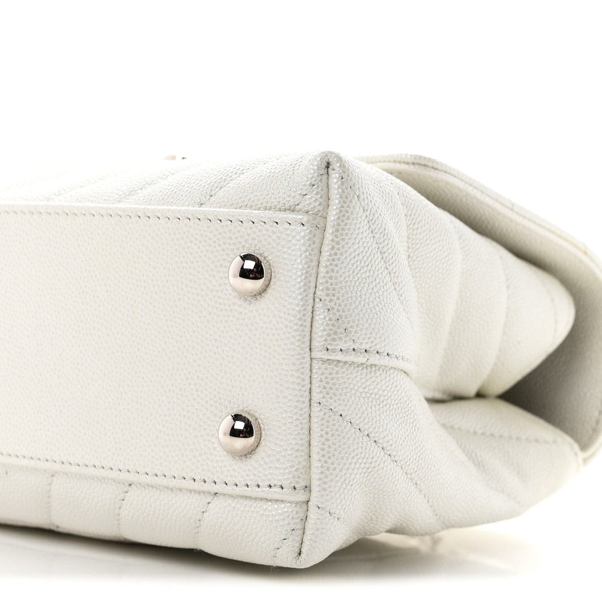 Mini Quilted Caviar Flap Shoulder Bag - White