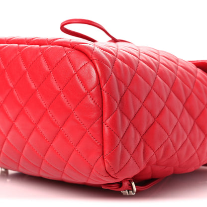 Large Quilted Lambskin Backpack - Red
