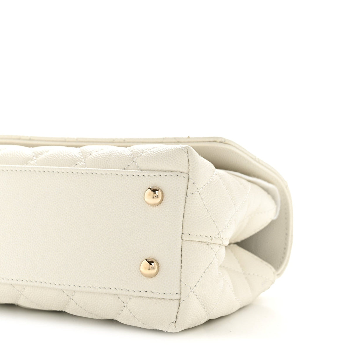 Mini Quilted Caviar Flap Shoulder Bag - White