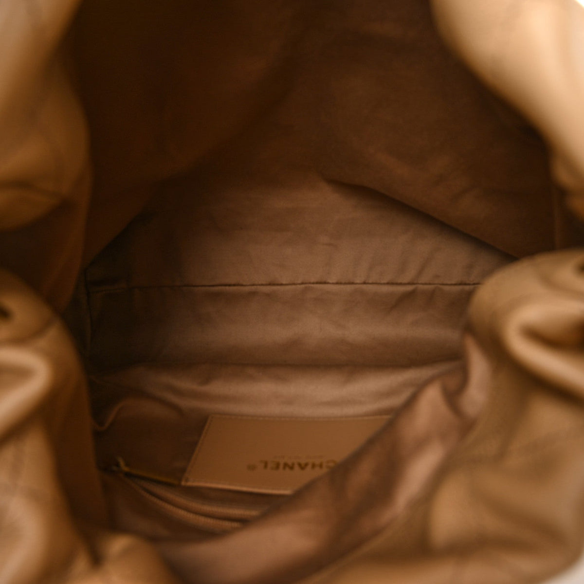 Small Quilted Calfskin Hobo Bag - Beige