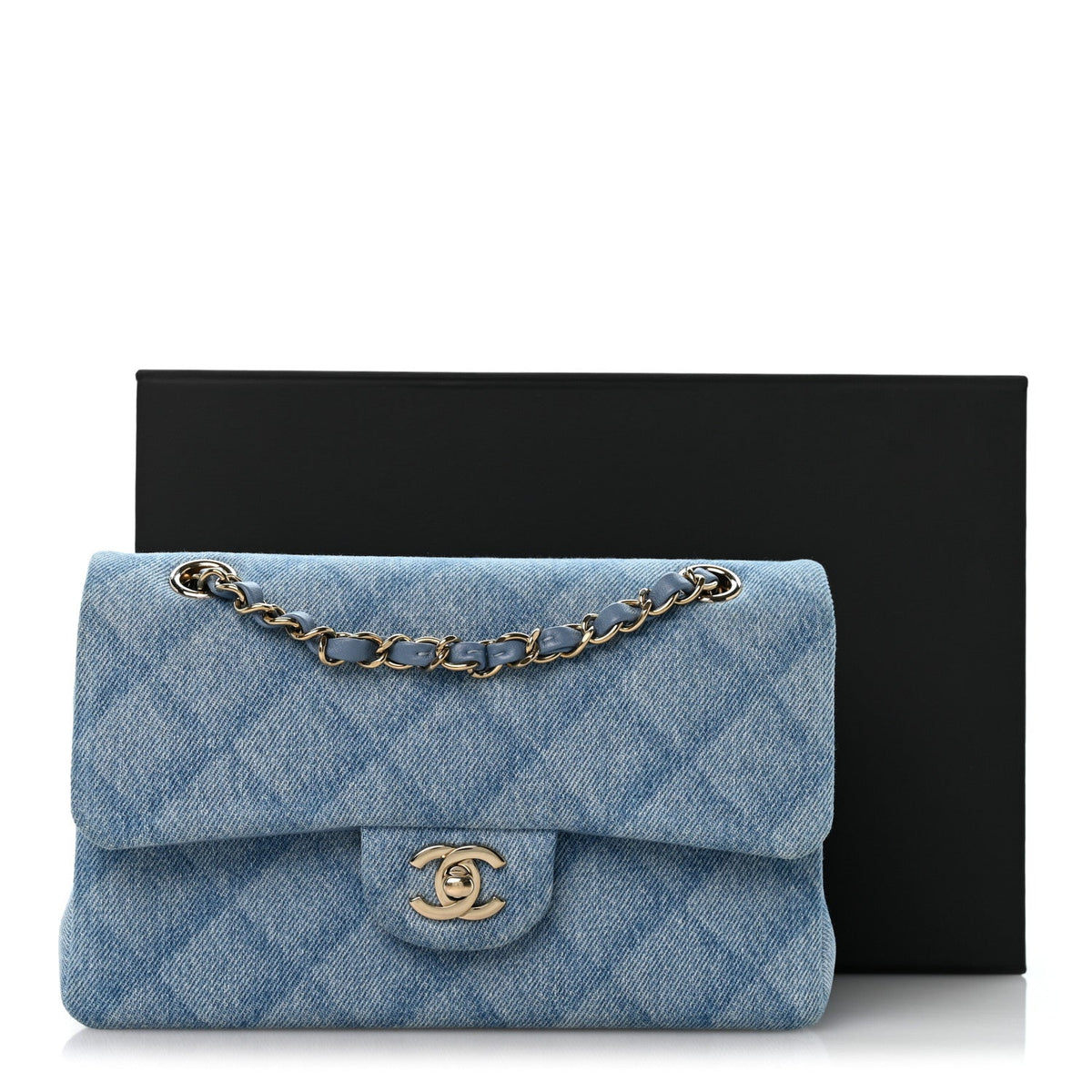 Small Quilted Flap Shoulder Bag - Light Blue
