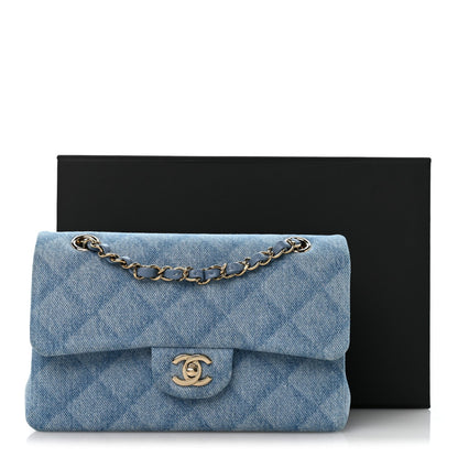 Small Quilted Flap Shoulder Bag - Light Blue