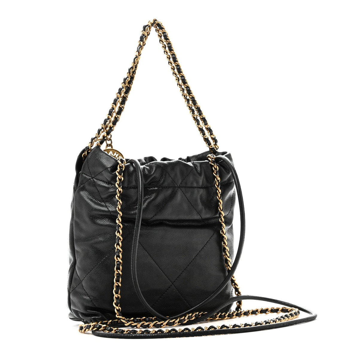 Mini Quilted Caviar Handbag - Black