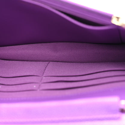 Quilted Caviar Wallet Bag - Purple