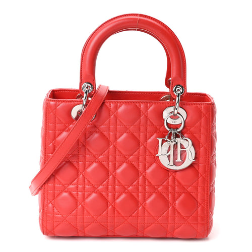 Medium Lambskin Handbag - Red