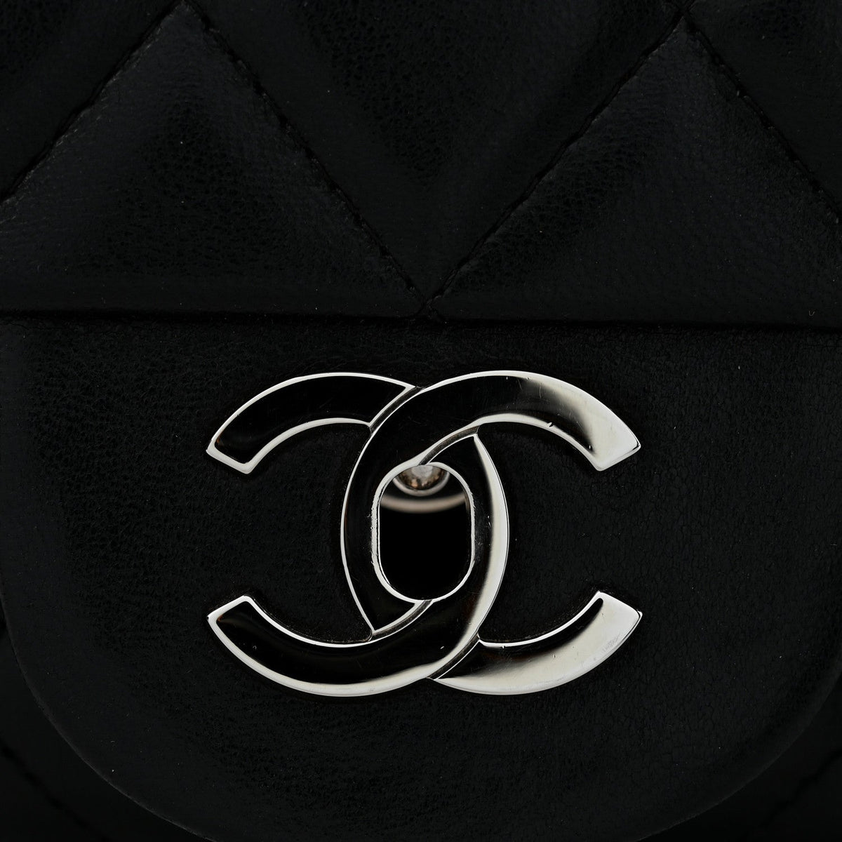 Quilted Lambskin Flap Shoulder Bag - Black