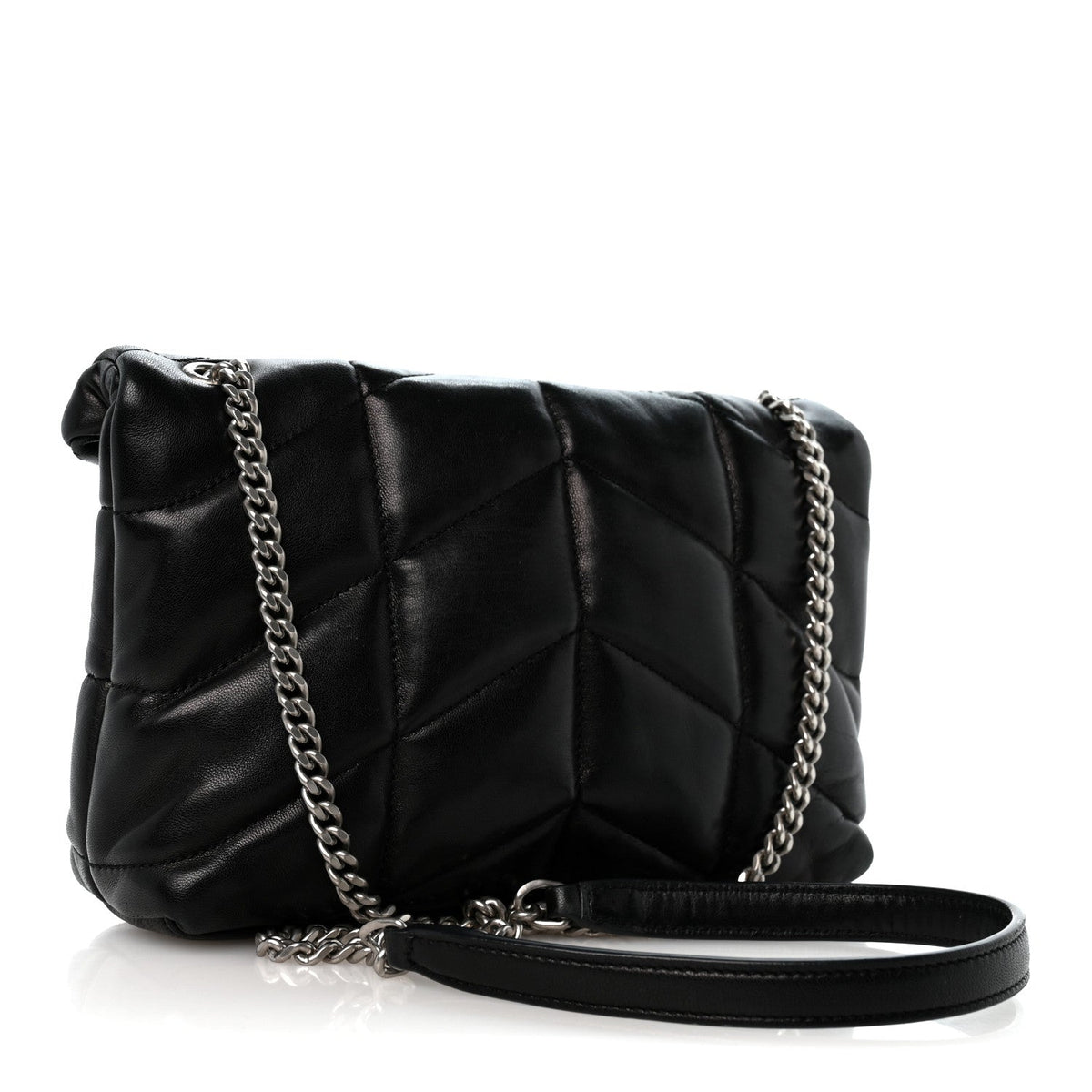 Quilted Lambskin Satchel Bag - Black
