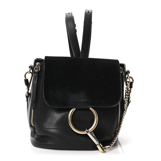 Small Calfskin Suede Backpack - Black