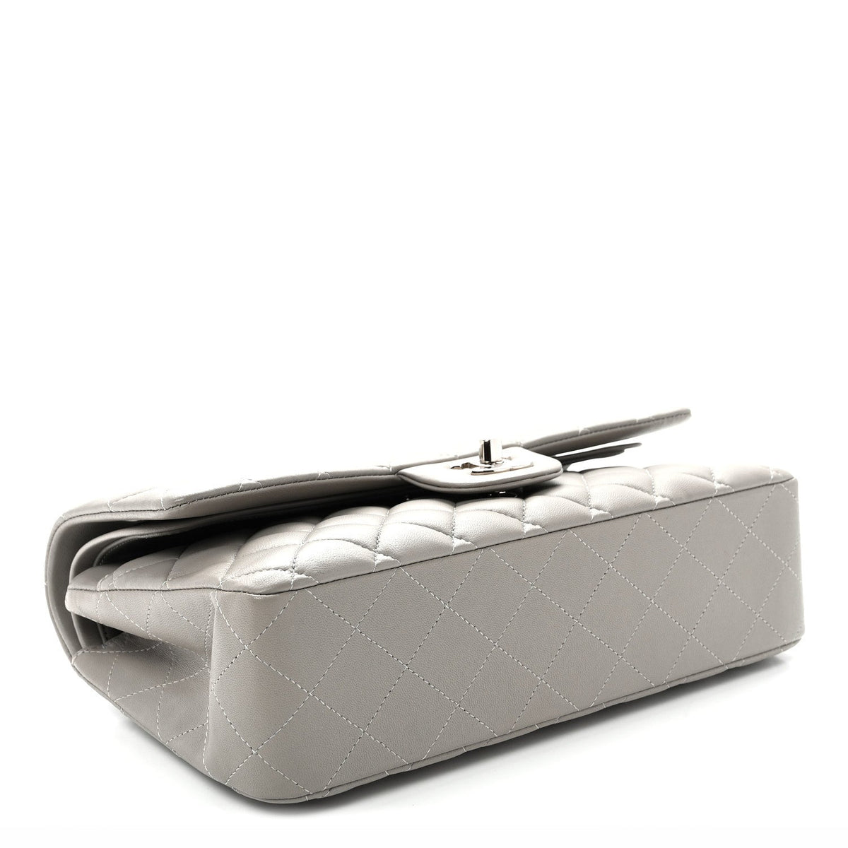 Medium Quilted Lambskin Flap Shoulder Bag - Grey