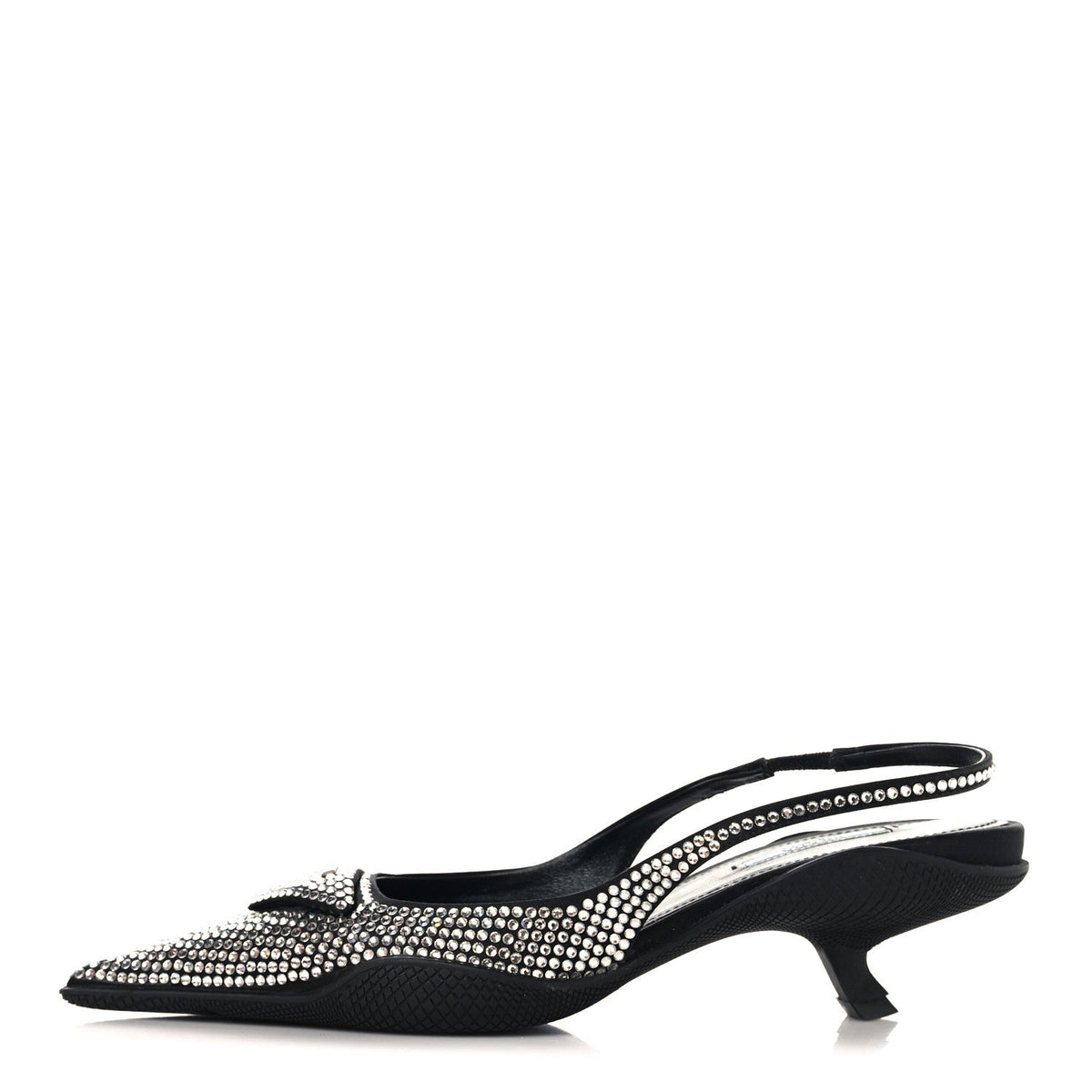 Satin Crystal Logo 45Mm Slingback Pumps Cristal