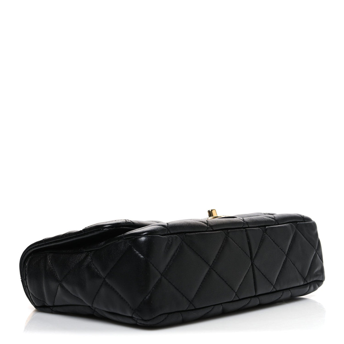 Large Quilted Lambskin Flap Shoulder Bag - Black
