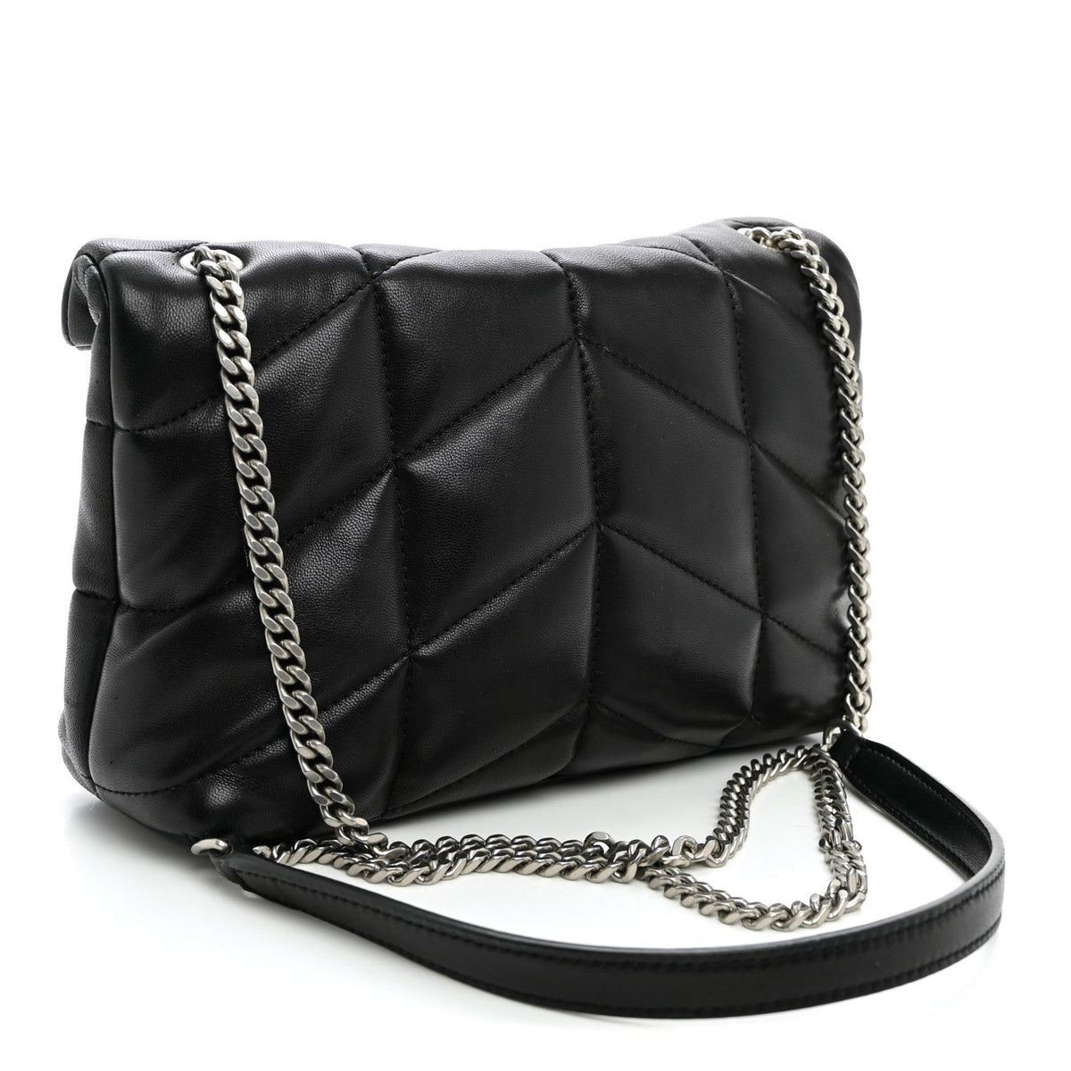 Quilted Lambskin Satchel Bag - Black
