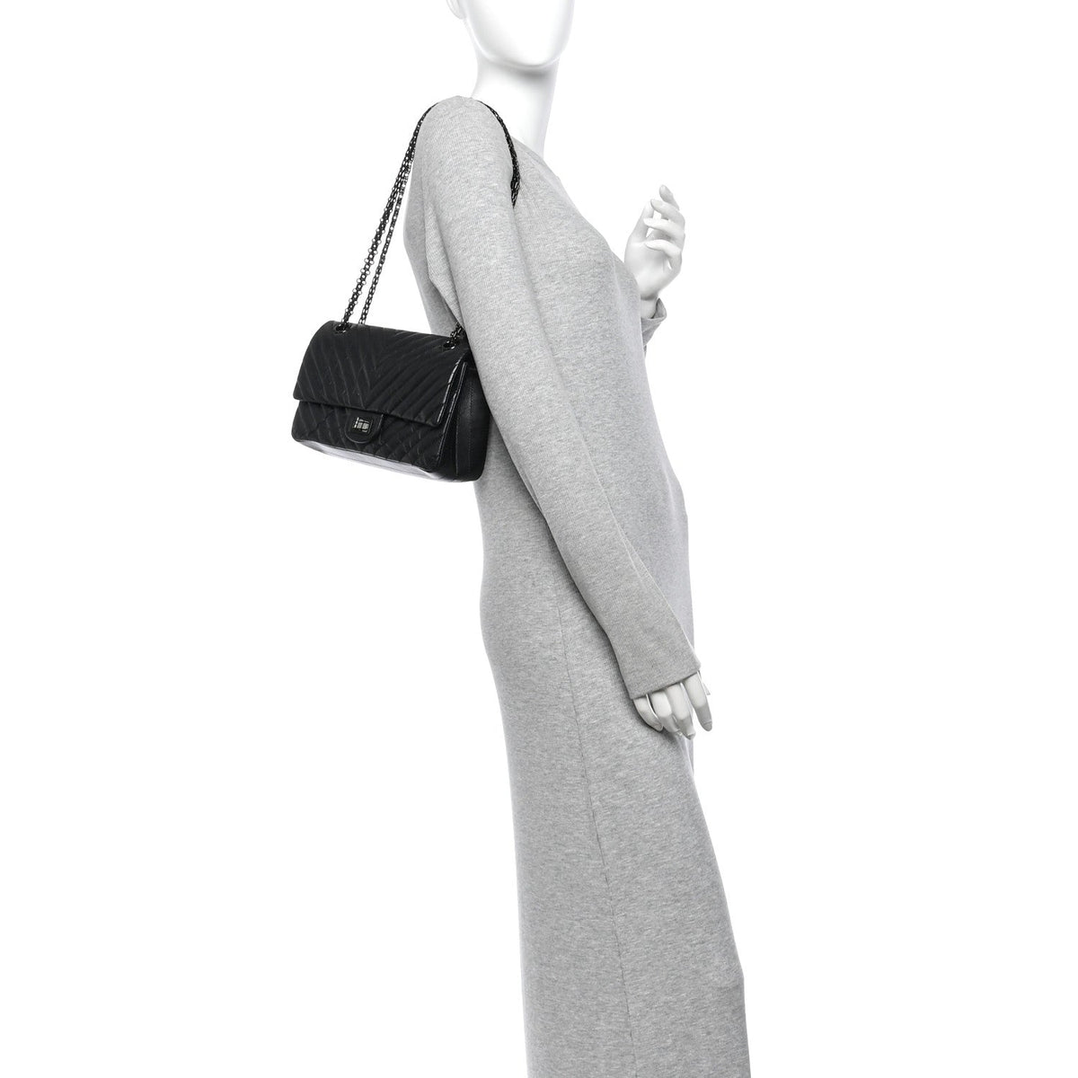 Quilted Calfskin Flap Shoulder Bag - Black