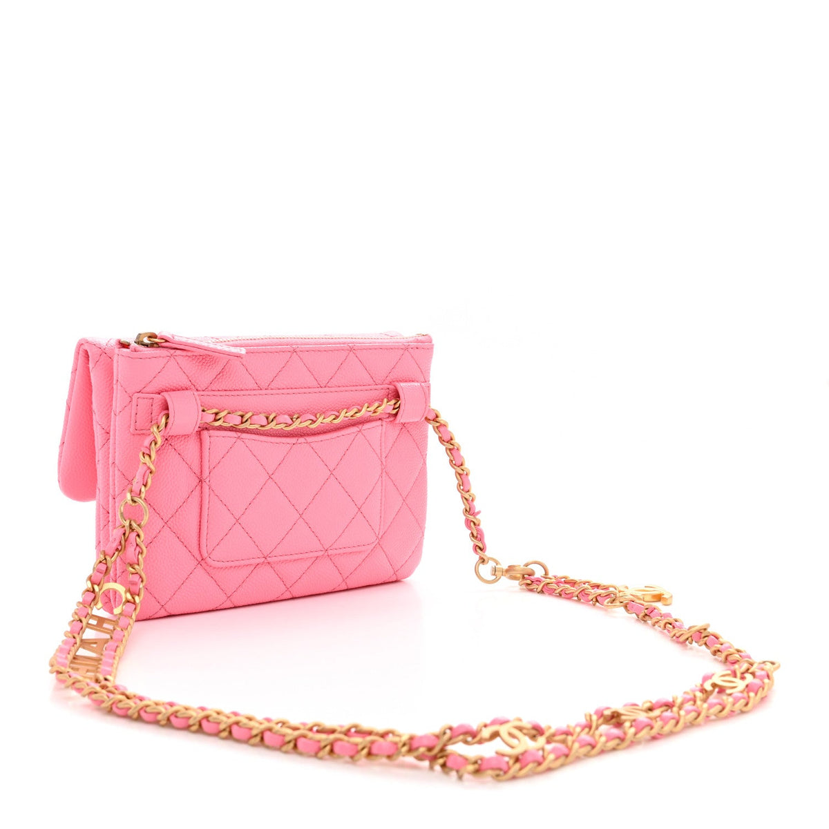 Caviar Flap Shoulder Bag - Pink