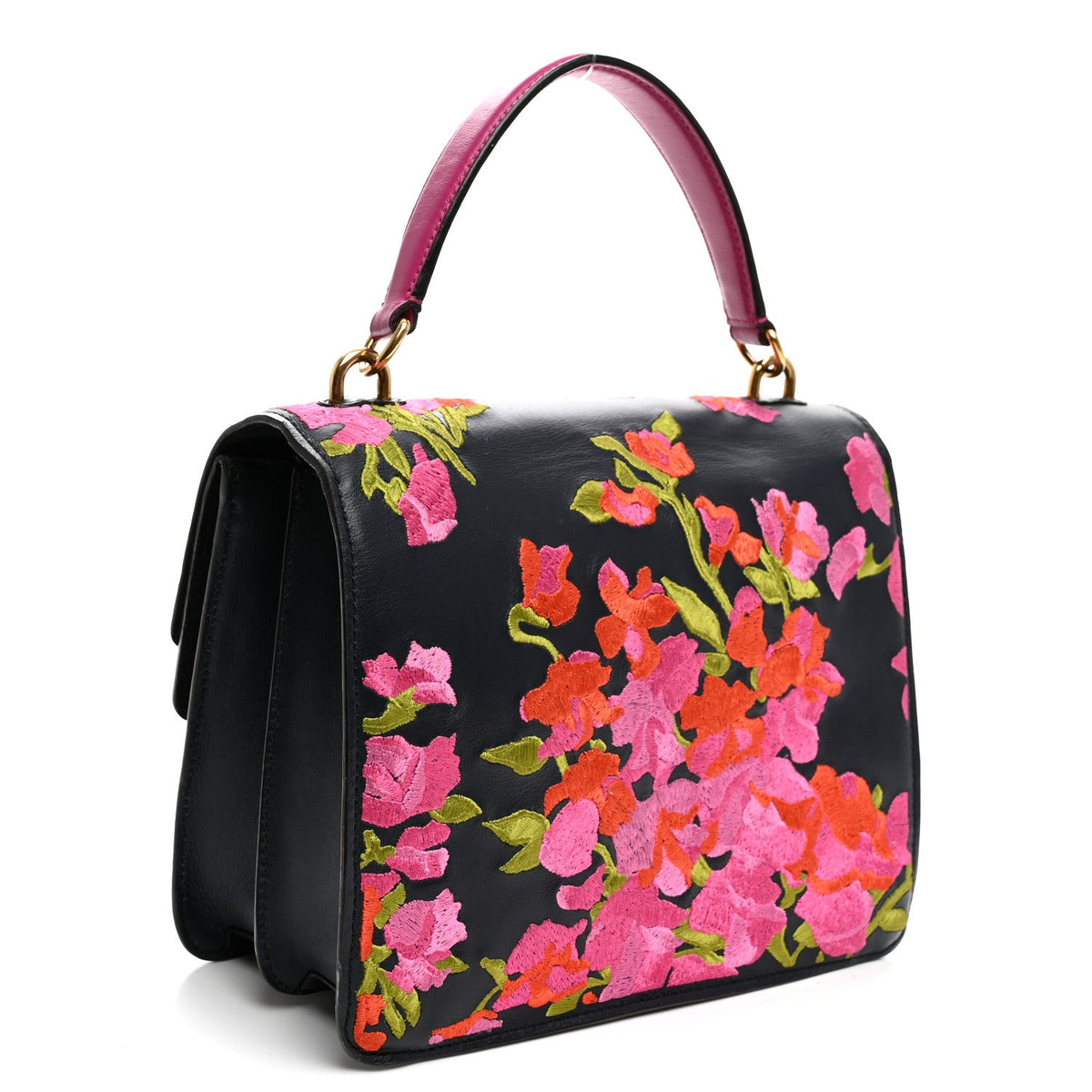 Calfskin Satchel Bag - Red