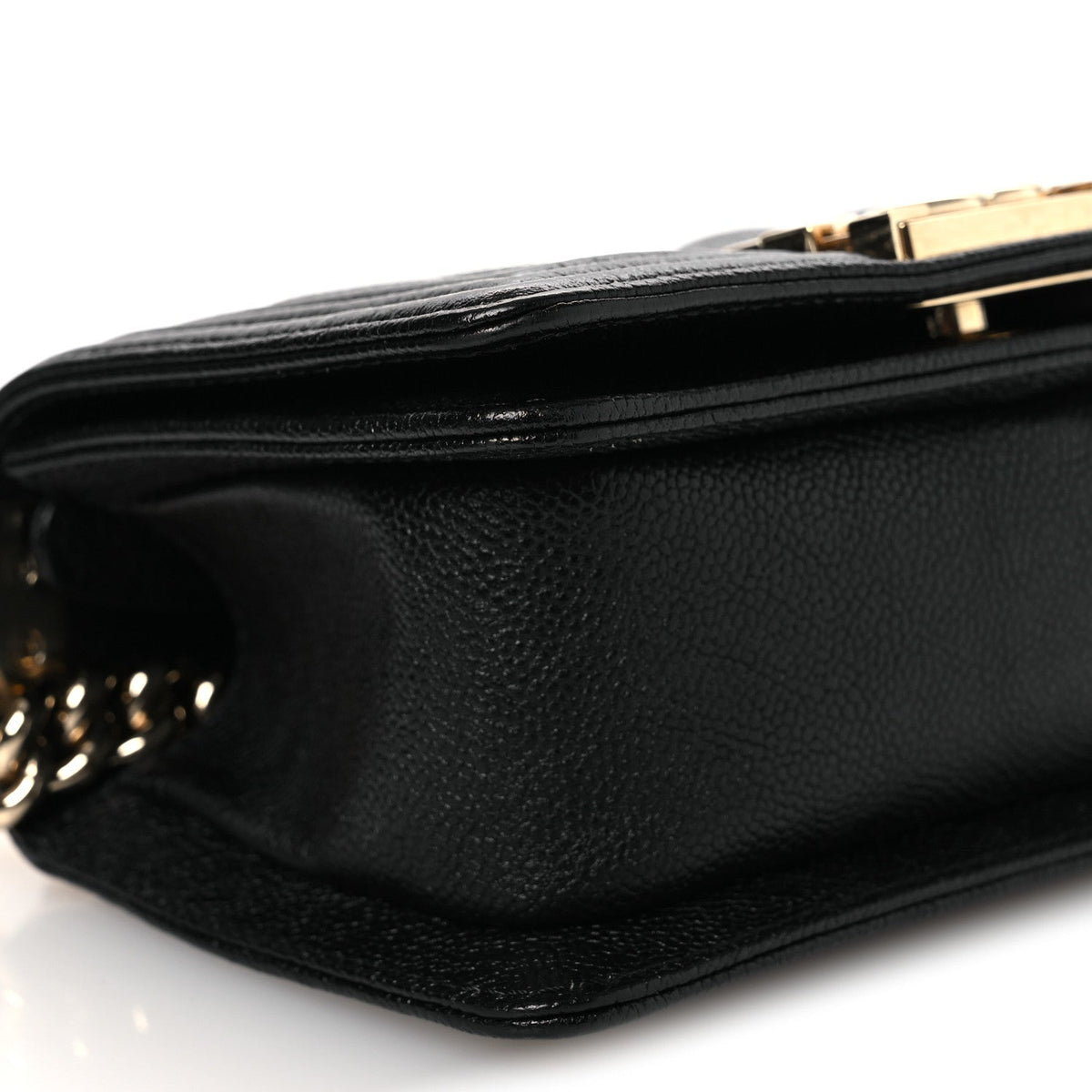 Mini Quilted Caviar Flap Shoulder Bag - Black
