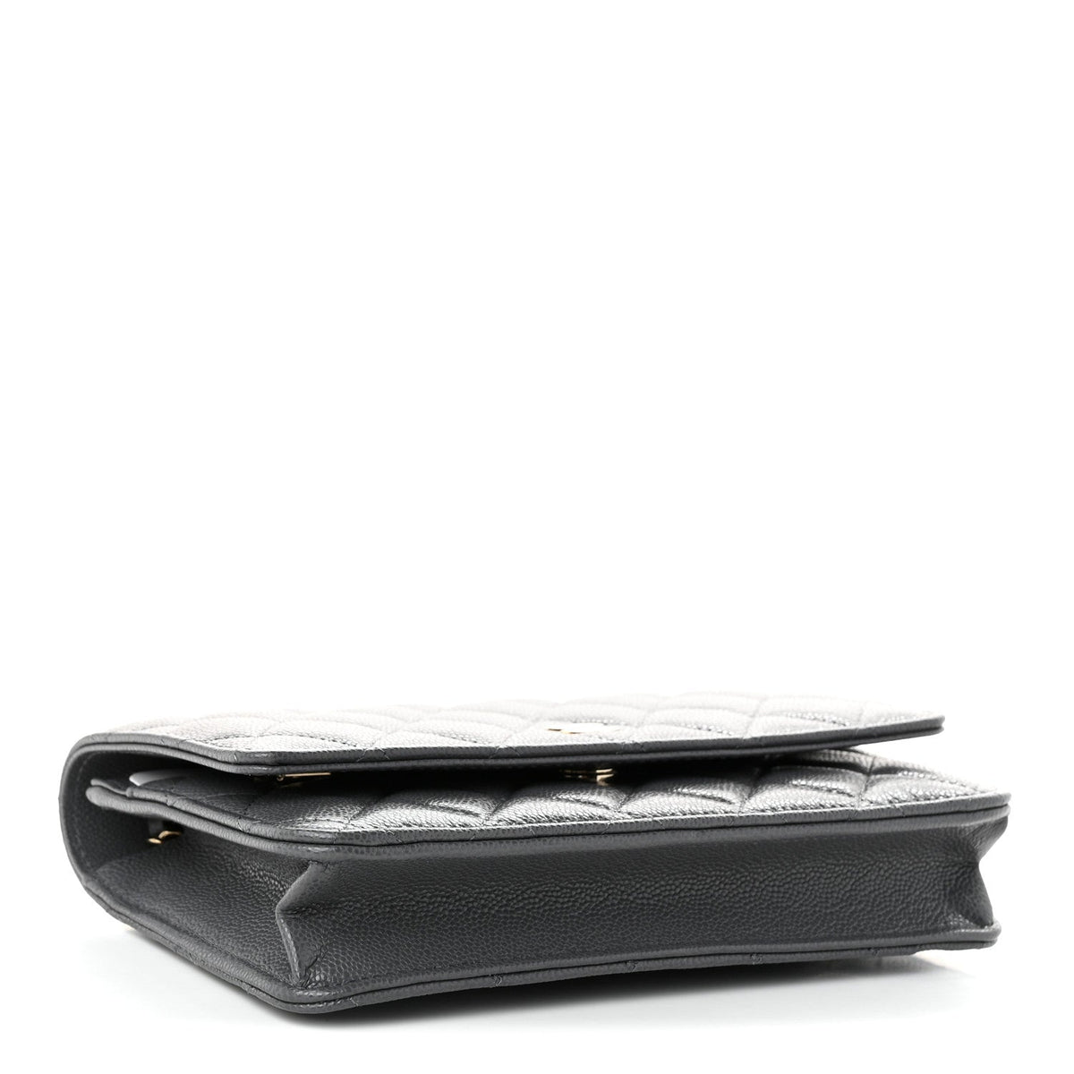 Quilted Caviar Wallet Bag - Grey