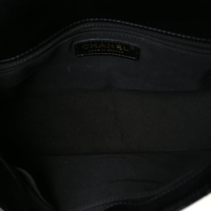 Small Quilted Lambskin Flap Shoulder Bag - Black