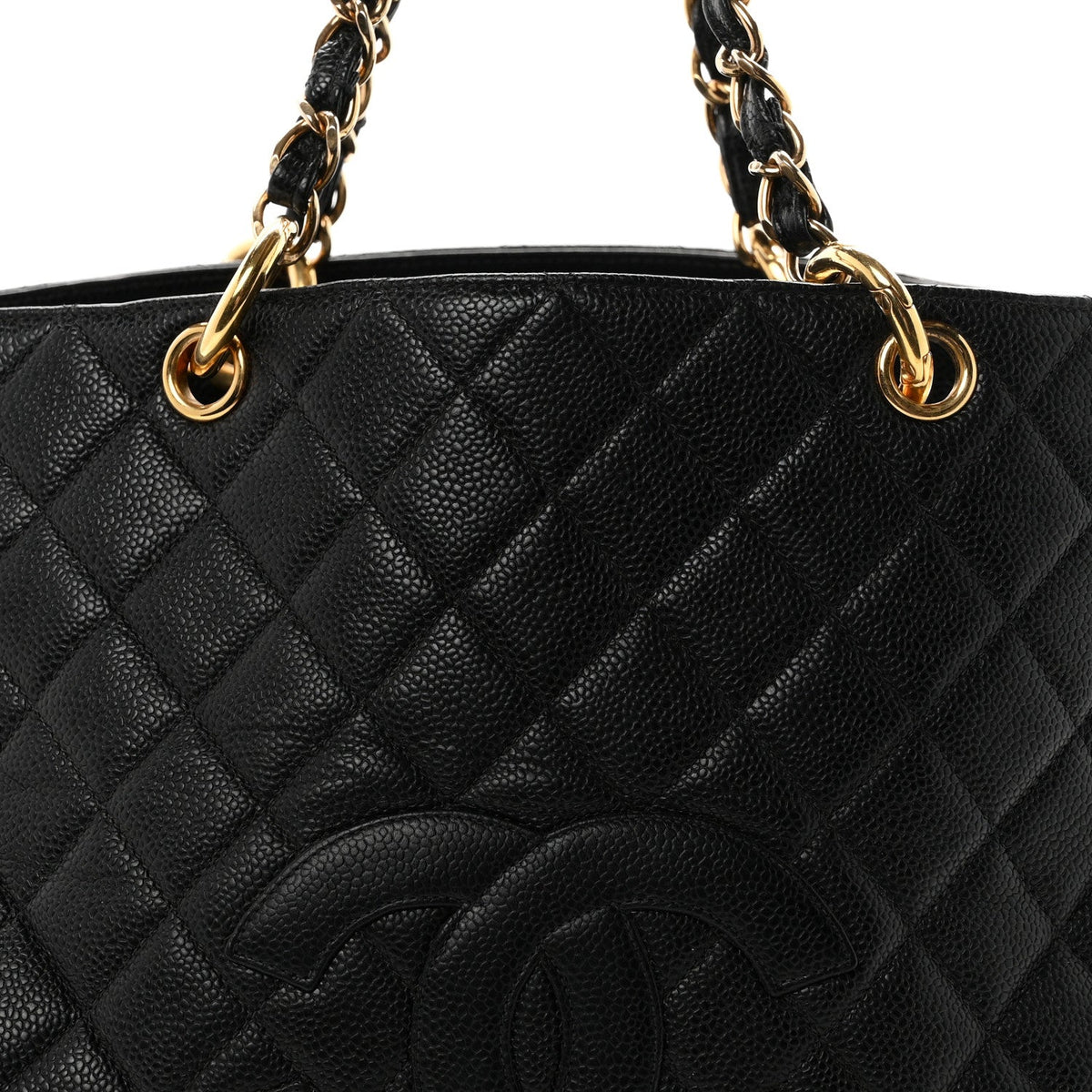 Quilted Caviar Tote Bag - Black