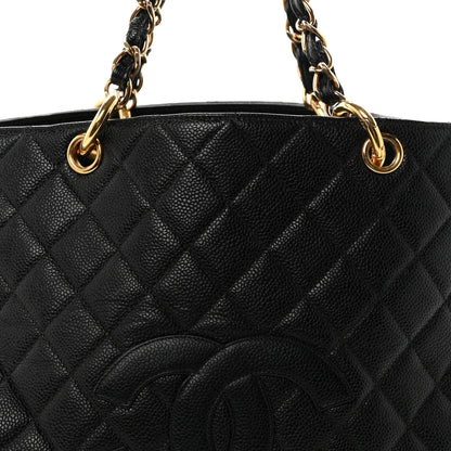 Quilted Caviar Tote Bag - Black