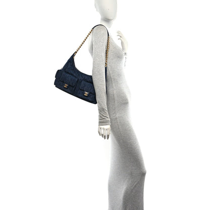 Large Quilted Hobo Bag - Blue