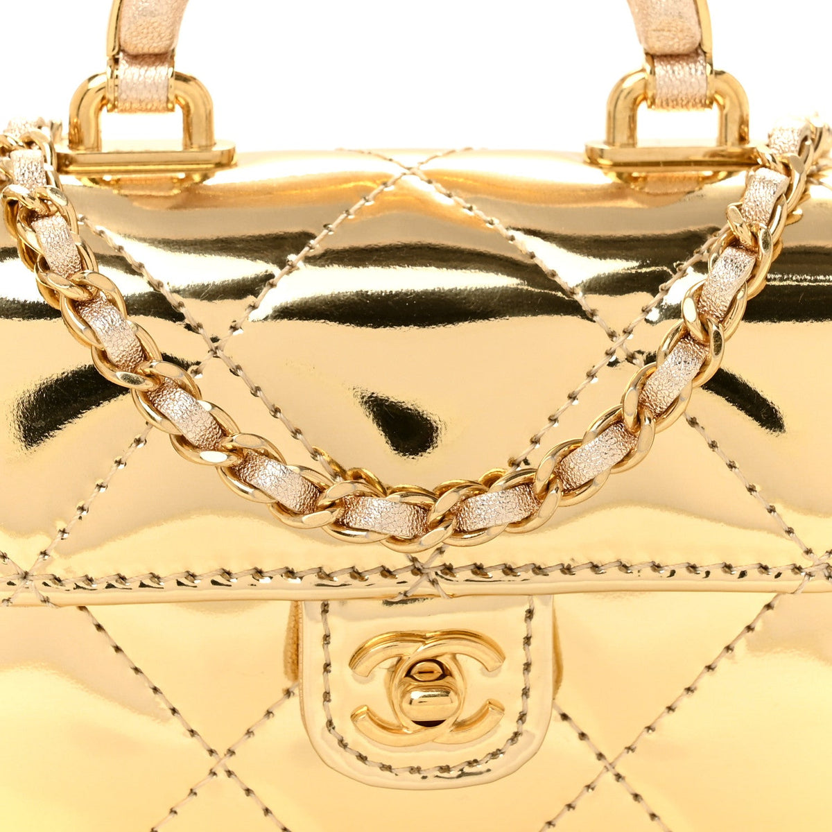 Mini Quilted Calfskin Flap Shoulder Bag - Gold