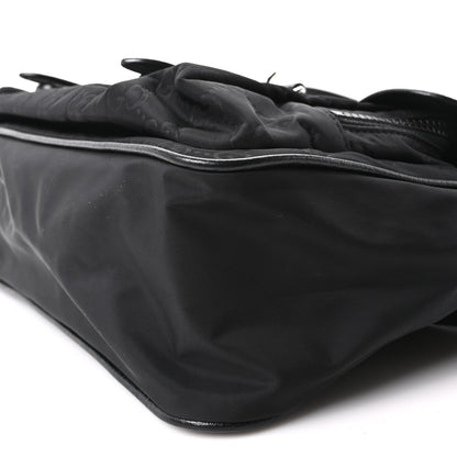 Nylon Flap Shoulder Bag - Black