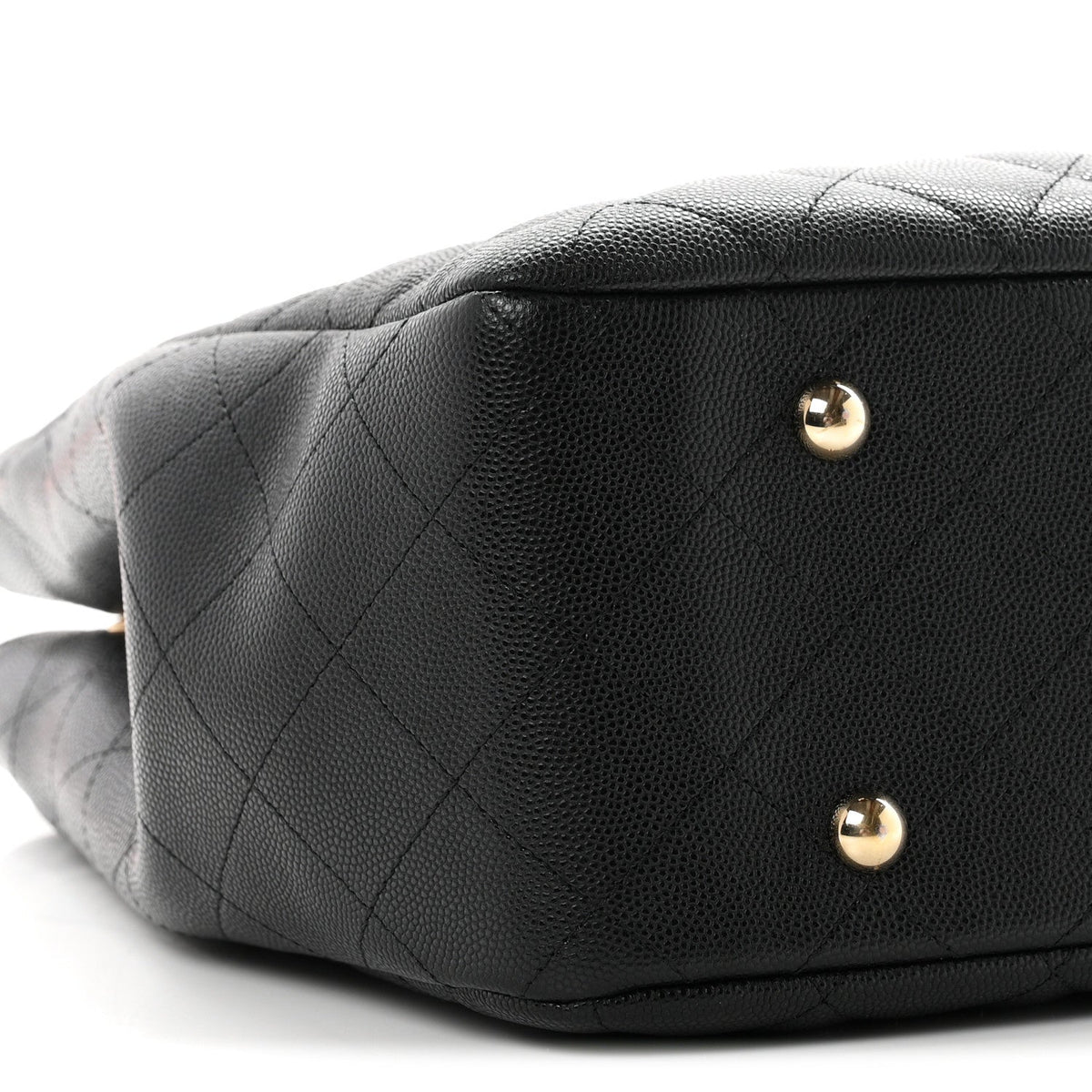 Small Quilted Caviar Tote Bag - Black