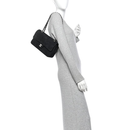 Medium Quilted Suede Flap Shoulder Bag - Black