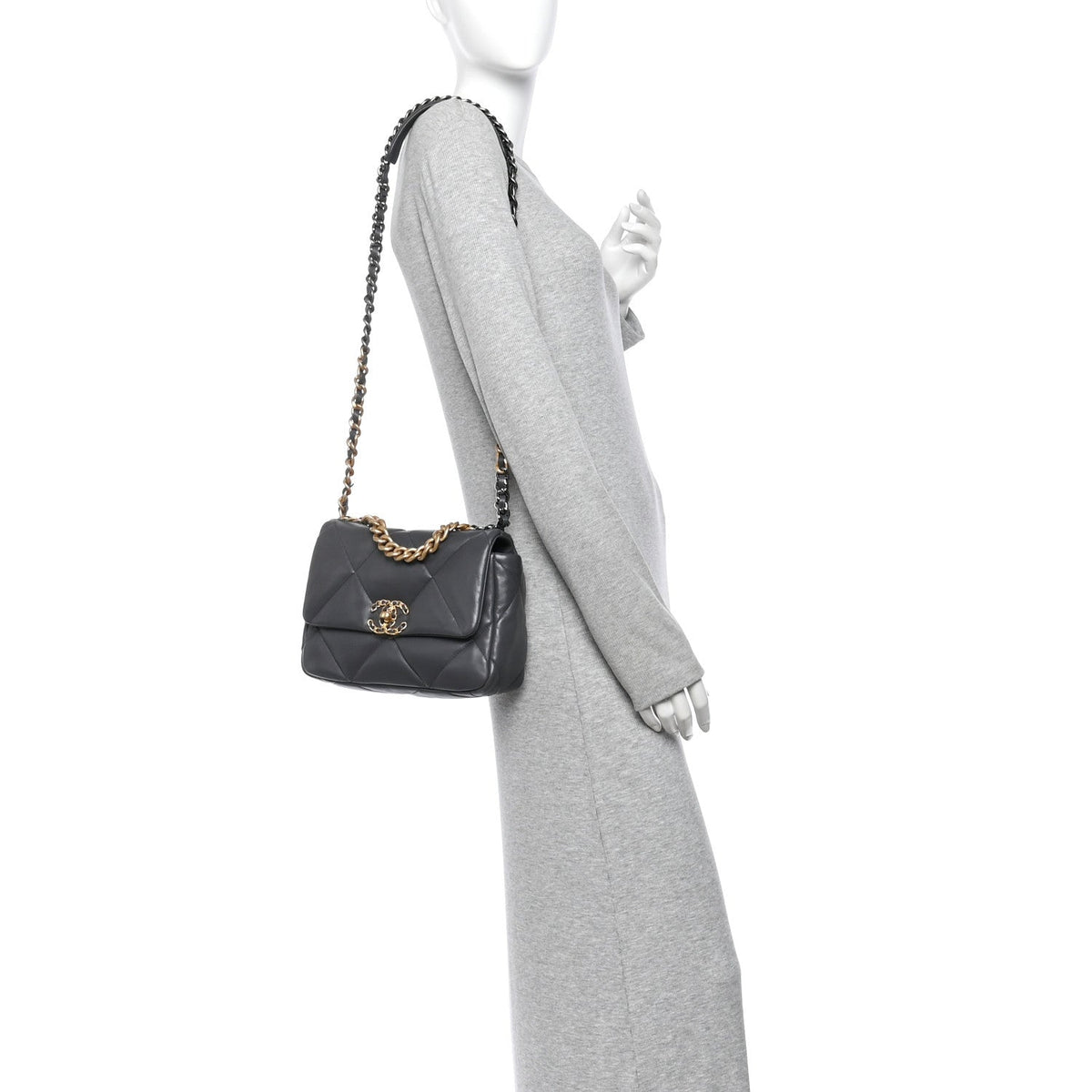 Medium Quilted Lambskin Flap Shoulder Bag - Grey