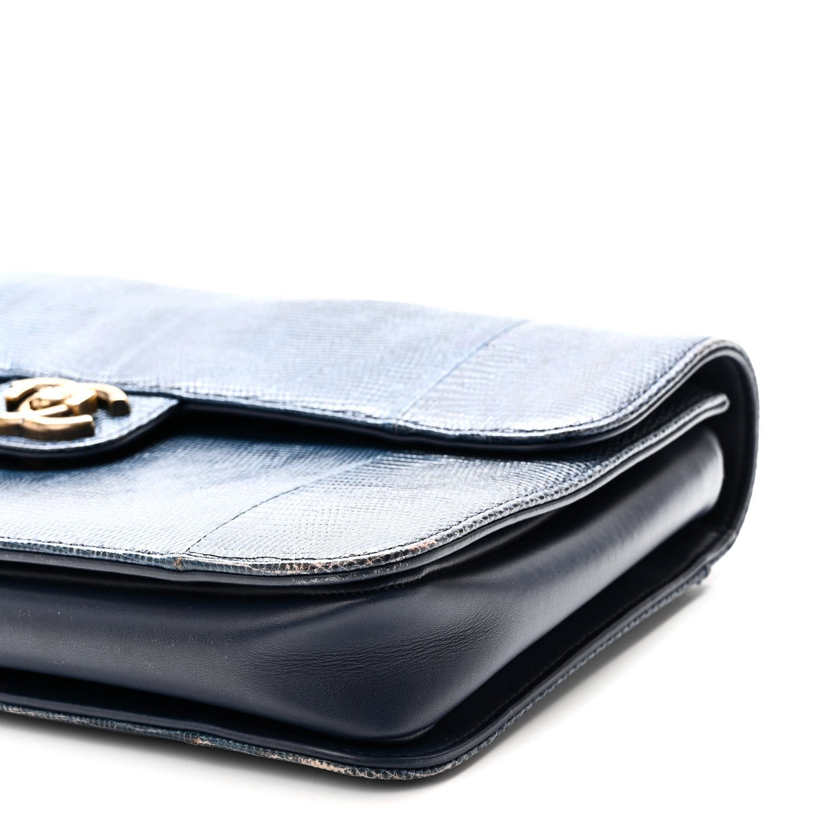 Large Quilted Lambskin Flap Shoulder Bag - Blue