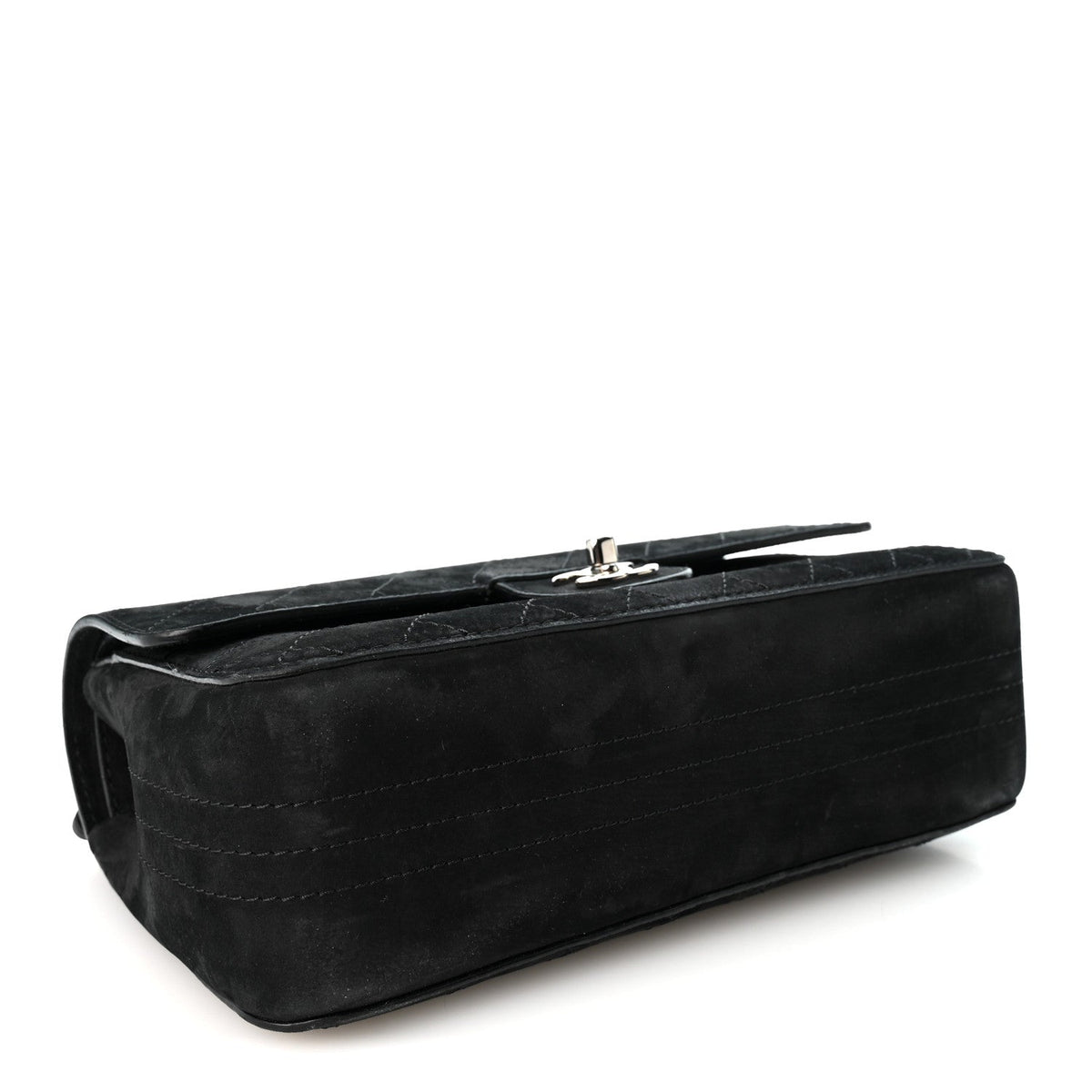 Medium Quilted Suede Flap Shoulder Bag - Black