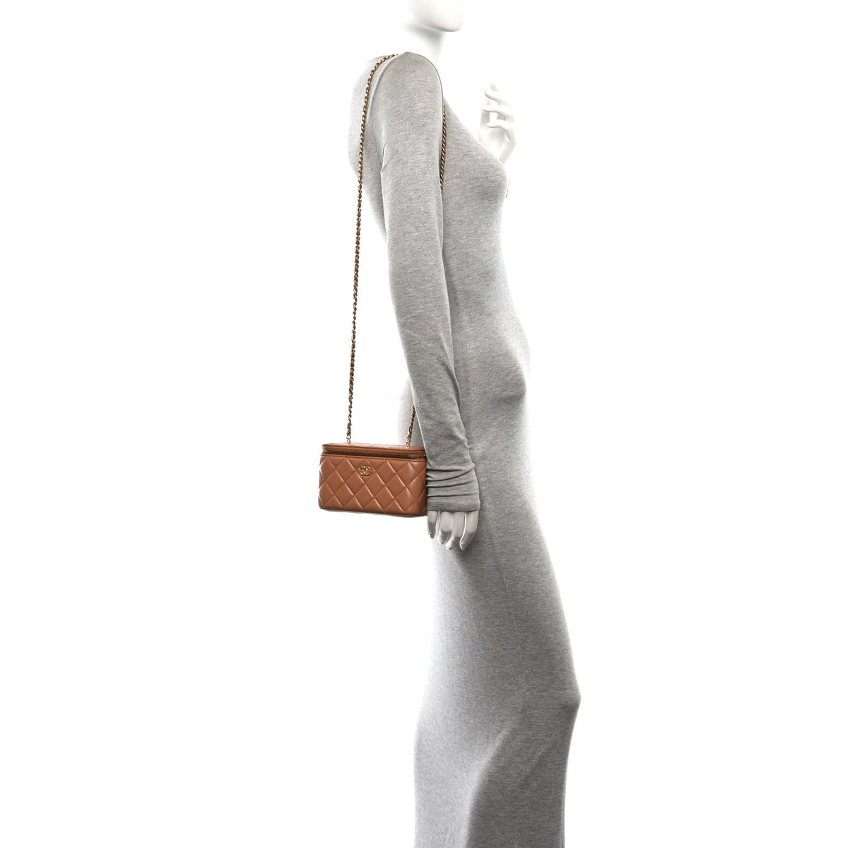 Small Quilted Lambskin Handbag - Brown