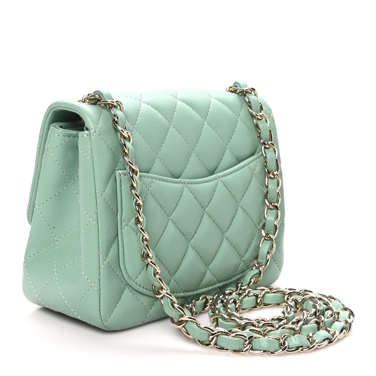 Mini Quilted Lambskin Flap Shoulder Bag - Light Green