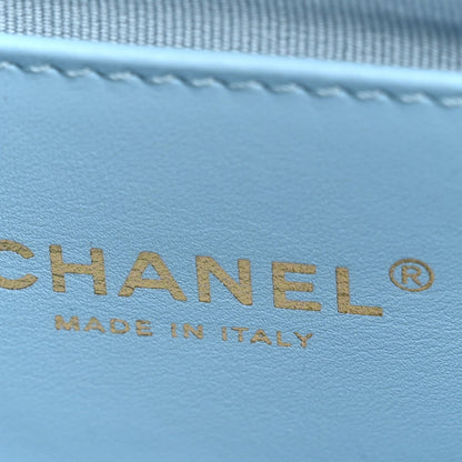 Quilted Lambskin Flap Shoulder Bag - Light Blue