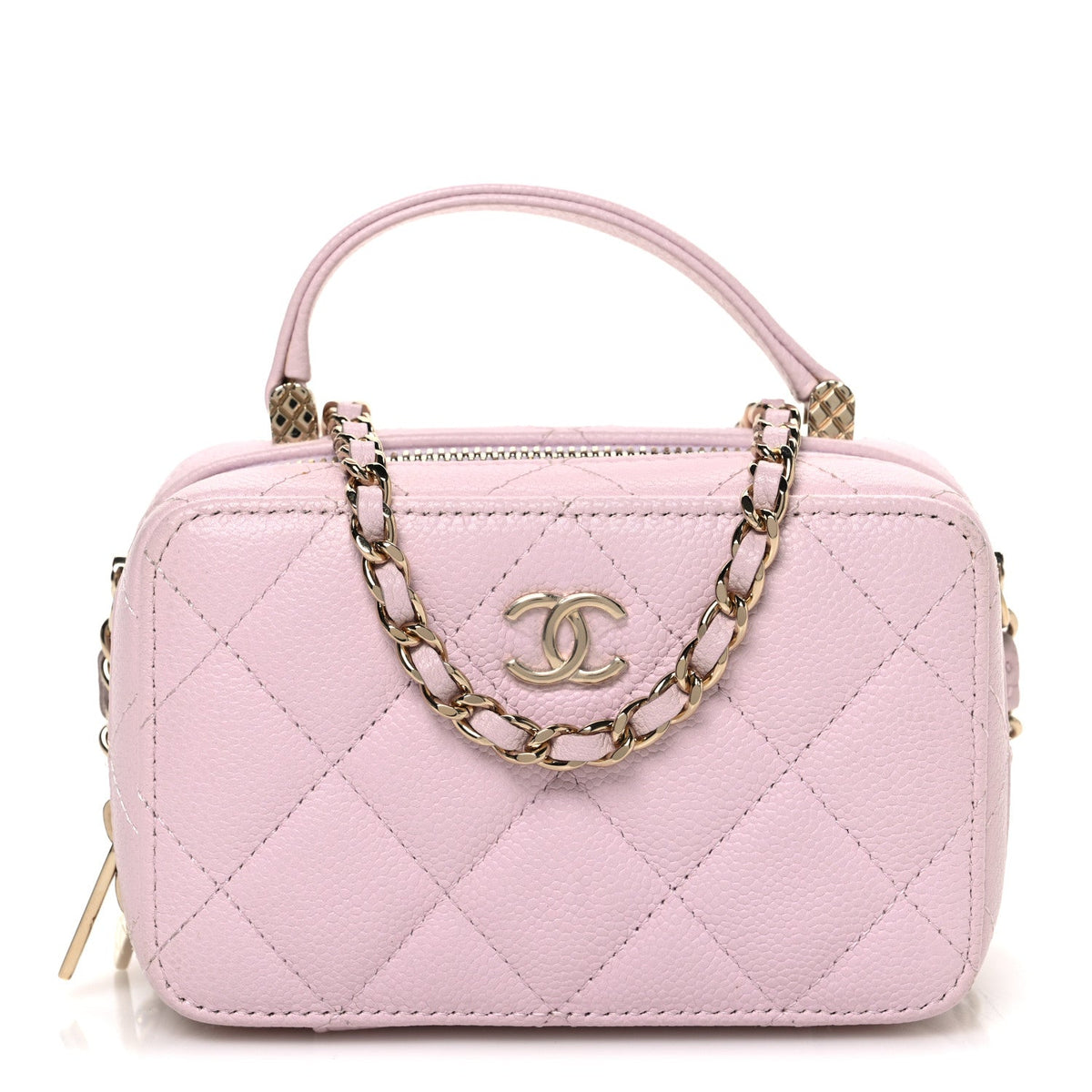Quilted Caviar Handbag - Pink