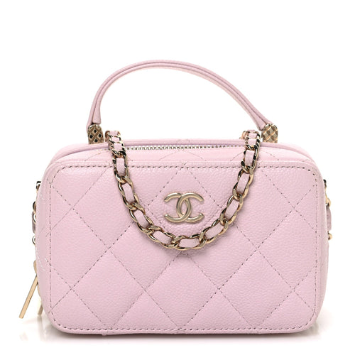 Quilted Caviar Handbag - Pink