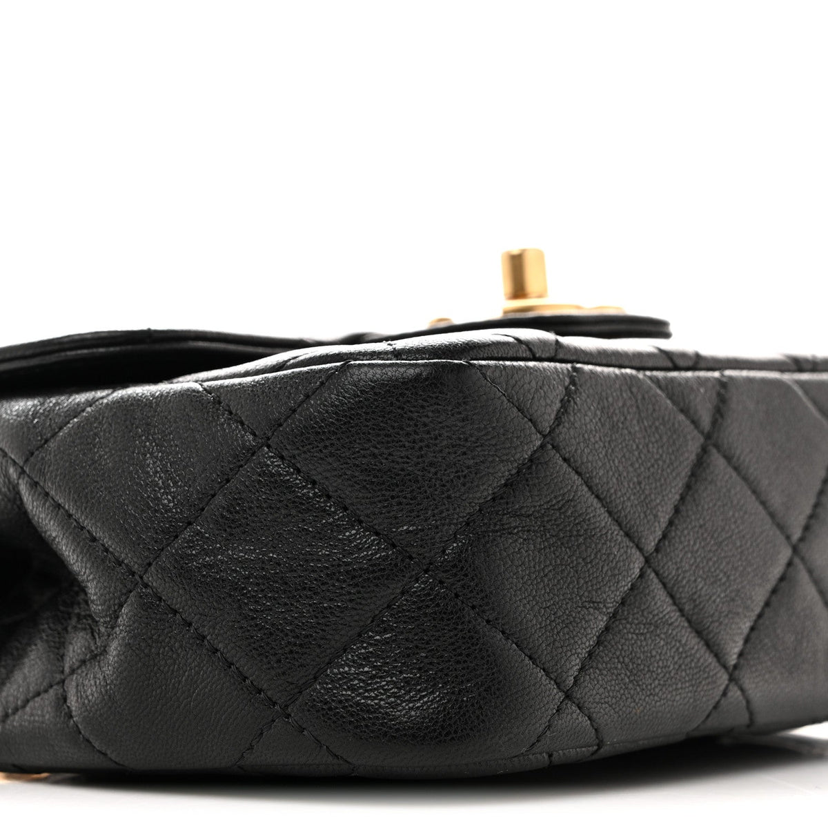 Mini Quilted Goatskin Flap Shoulder Bag - Black