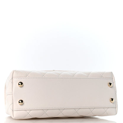 Mini Quilted Caviar Flap Shoulder Bag - White